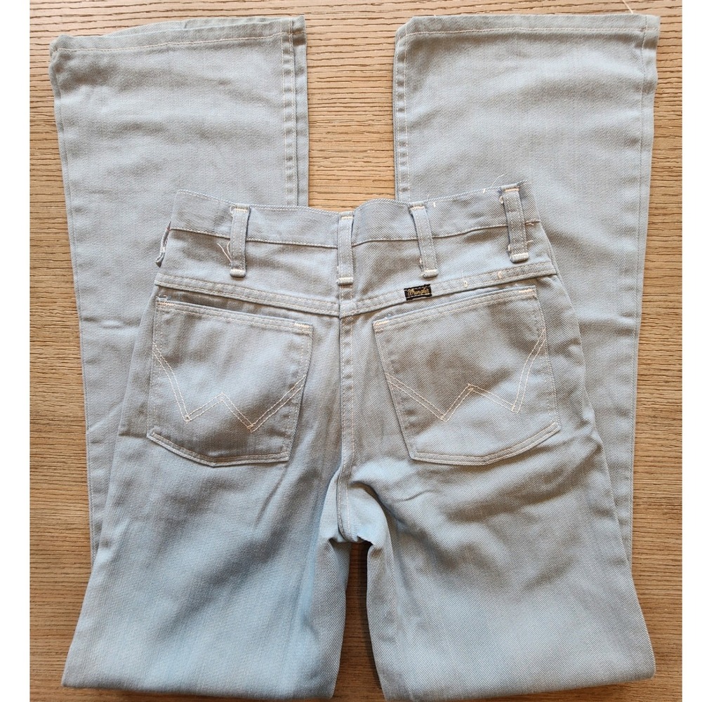 VTG 70s Wrangler NOS High Waist baby blue Flare Jeans. USA Western grittyboho